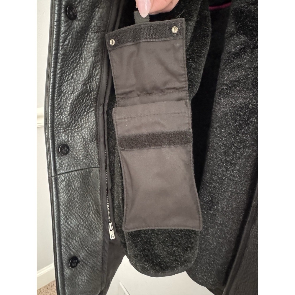 Guess Men's Pebble Grain Heavyweight Leather Zip Out Liner Jacket Black Large - Picture 6 of 16